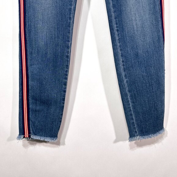 NWT Just Black Raw Frayed Hem Side Stripe Mid Rise Ankle Skinny Jeans Size 30‎ - Picture 5 of 16